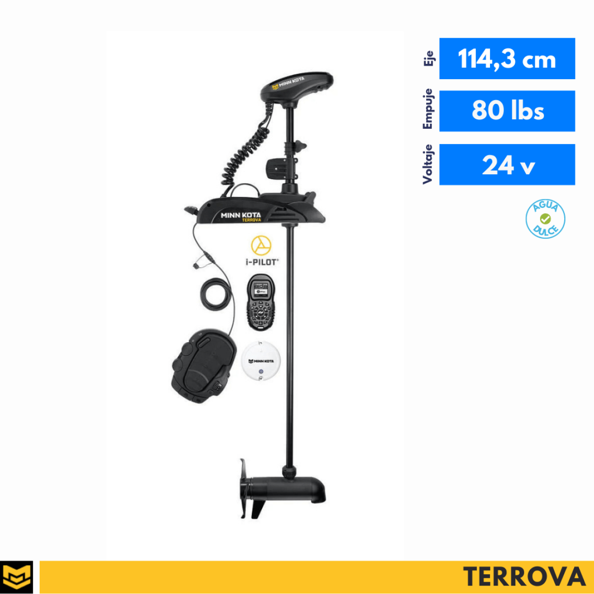 Motor eléctrico minn kota terrova quest 90/115lbs 24/36v avec sonde dsc