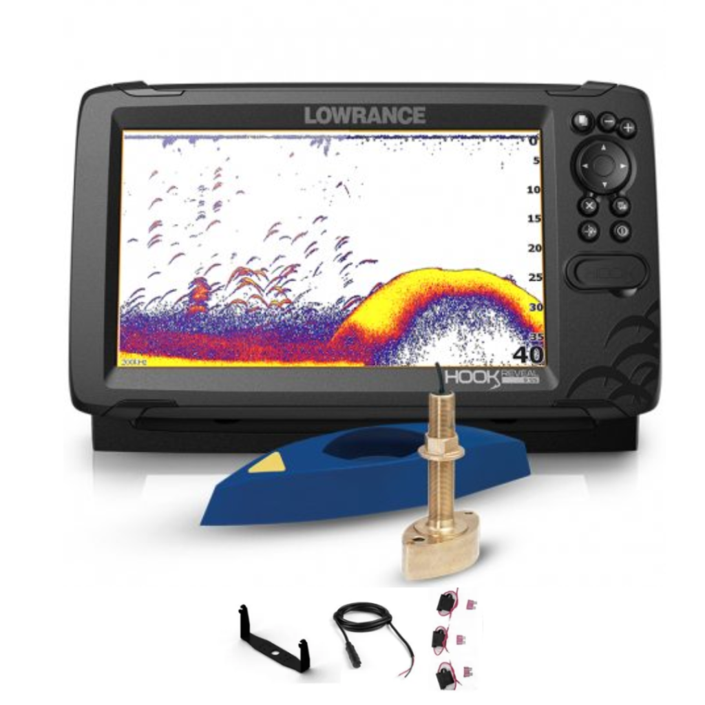 lowrance hook reveal 9 con transductor pasacascos airmar b45 600w