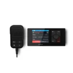 Radio VHF náutica Garmin Signal VHF 400 junto a su micrófono de mano con altavoz integrado de 5 vatios.